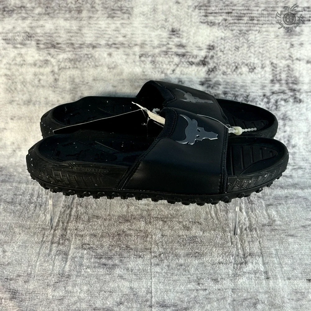 New With Tag - Under Armour‎ Project Rock 3 Men 7 Women 8.5 Slides Black